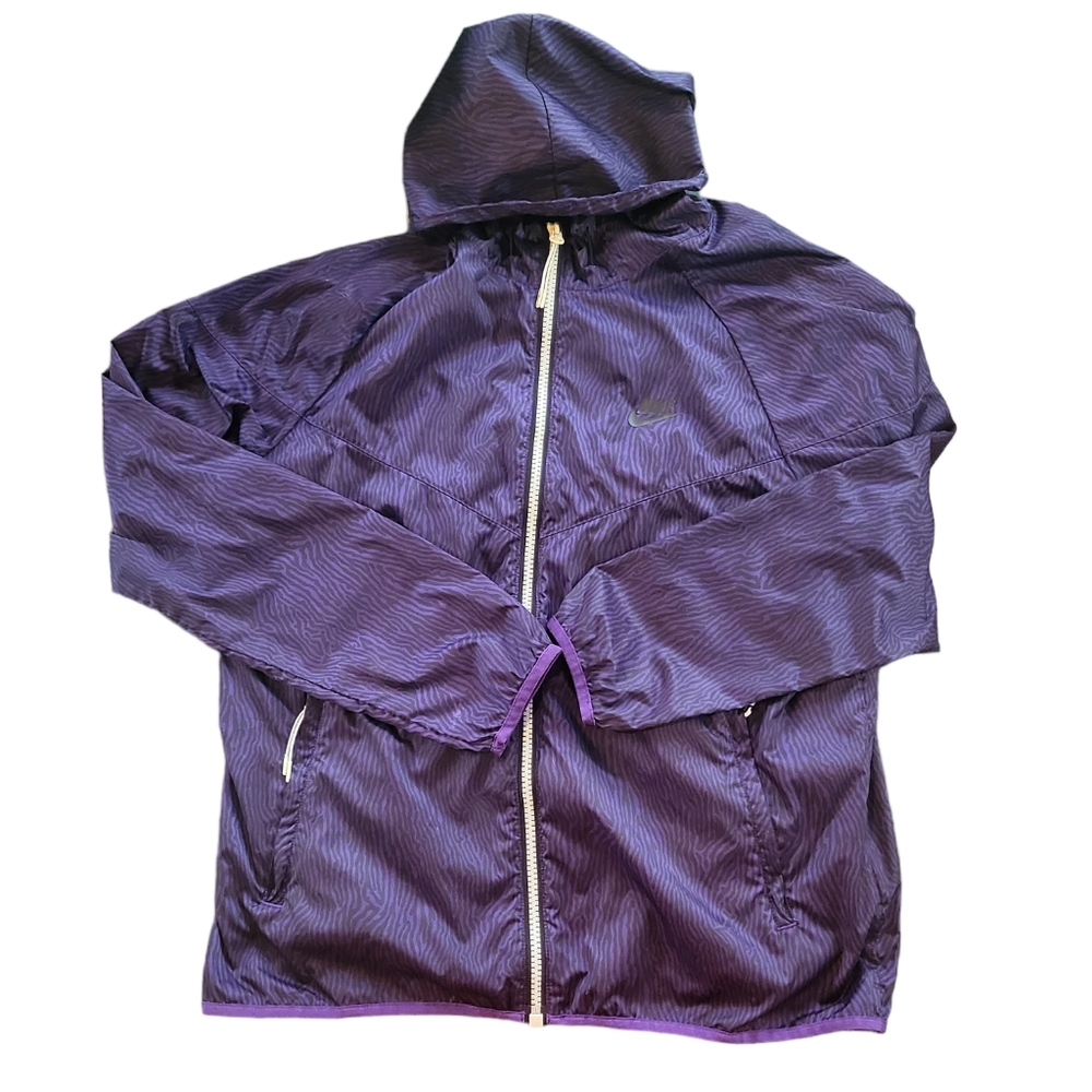 Nike Women's Purple Tiger Print Zip Up Windbreaker Jacket Size Large